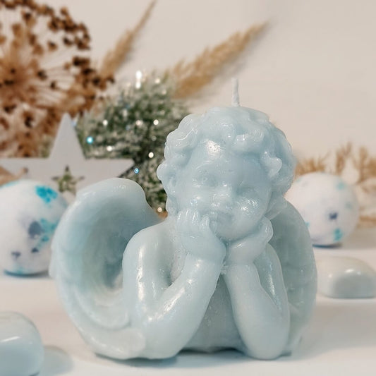 Palm wax design candle angel blue (80g).